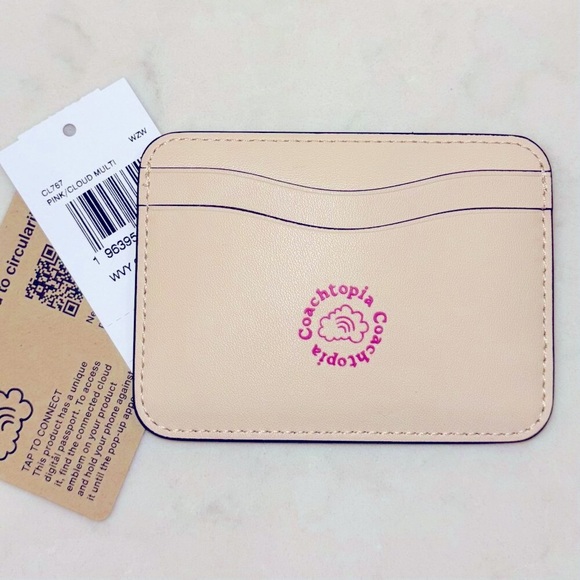 ππLIMITED! Coach CHERRY PINK Wavy Card Case Small Wallet Ergo Coachtopia - Picture 2 of 2